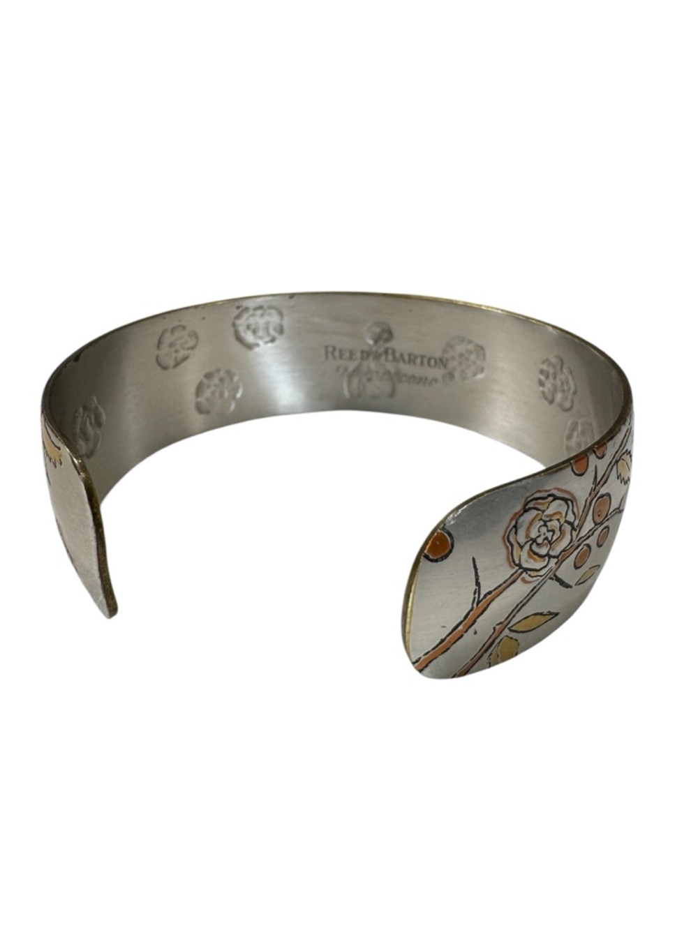 VTG Reed & Barton Damascene Geisha & Floral Design Cuff Bracelet - Picture 8 of 8